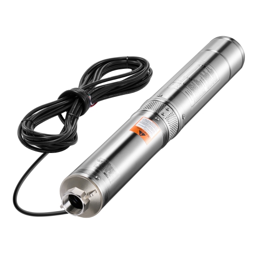 VEVOR 31.7 GPM Flow Deep Well Submersible Pump, 1 HP Output Power, 230V, 207 ft Head, with 32.81 ft Cord External Control Box, Stainless Steel Water