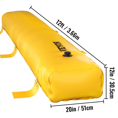 VEVOR 12ft L x 12 in H Flood Barrier, Sandbag Alternative, for Flooding with Great Waterproof Effect, Reusable PVC Water Diversion Tubes, Flood