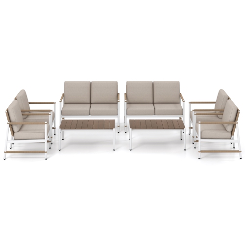 Gymax Set Of 8 Patio Furniture Set Patio Loveseat Sofa w/ 2 Coffee Table 4 Single Couch