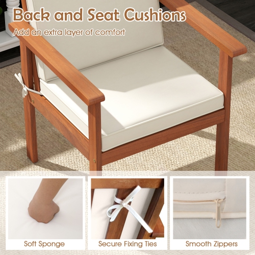 Gymax 4 Pieces Patio Furniture Set Acacia Wood Porch Chairs w/ Table