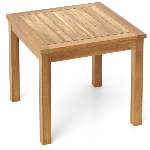 Gymax Outdoor Square Teak Wood End Table Coffee Table for Porch Deck Garden Patio