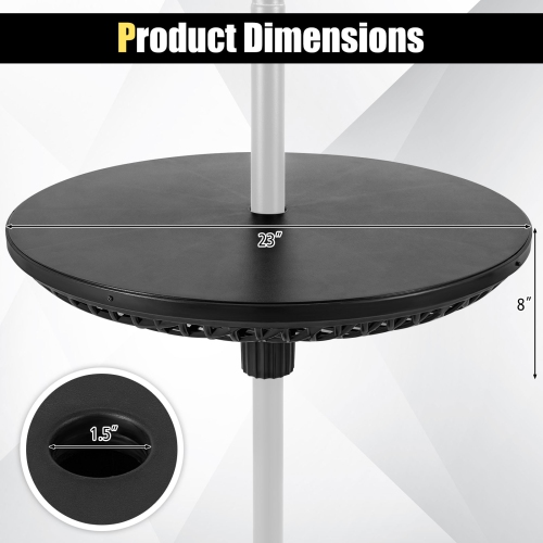 Gymax Outdoor Umbrella Table Tray Fit 1.5''/1.34''/1.26'' Umbrella Poles for Backyard
