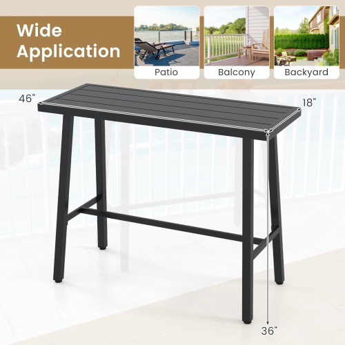 Gymax Metal Frame Rectangle Dining Table Accommodates 4-6 People w/ Foot Pedal
