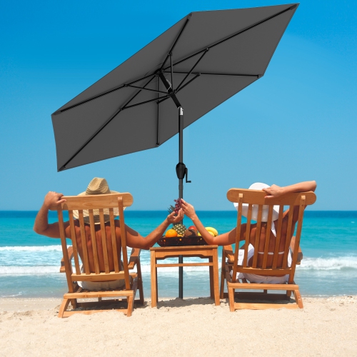 Gymax 7.5 ft Patio Umbrella Outdoor Heavy Duty Market Umbrella w/ Push Button Tilt