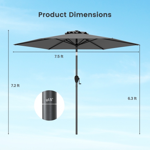 Gymax 7.5 ft Patio Umbrella Outdoor Heavy Duty Market Umbrella w/ Push Button Tilt