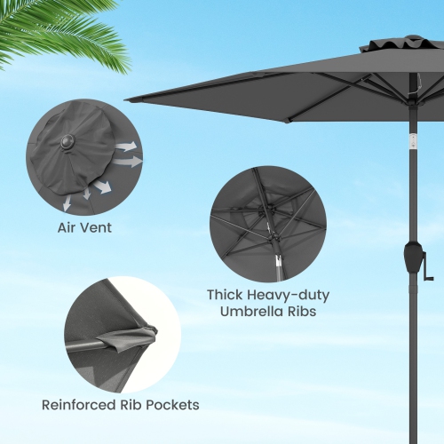Gymax 7.5 ft Patio Umbrella Outdoor Heavy Duty Market Umbrella w/ Push Button Tilt