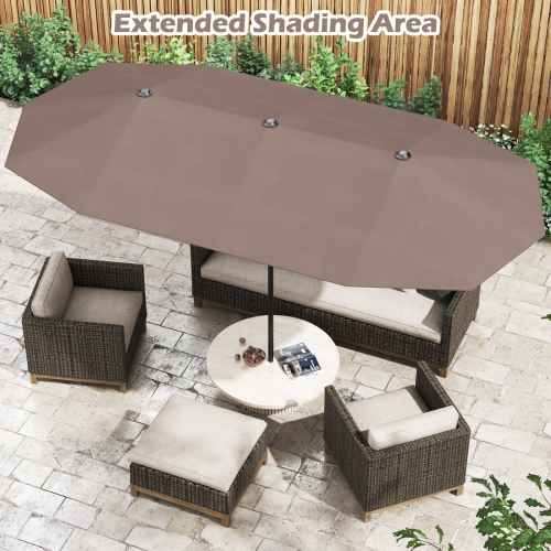 Gymax 13 FT Double-sided Patio Umbrella Outdoor Large Twin Size Umbrella