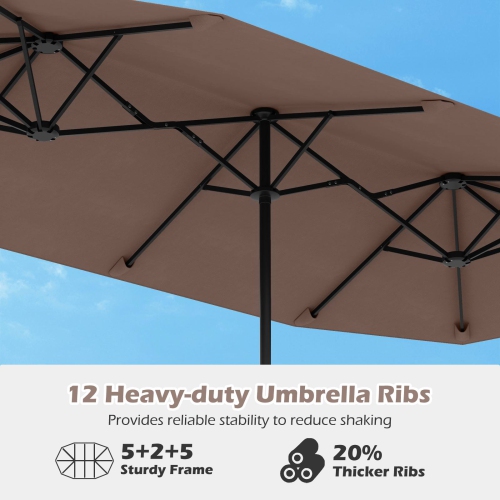 Gymax 13 FT Double-sided Patio Umbrella Outdoor Large Twin Size Umbrella
