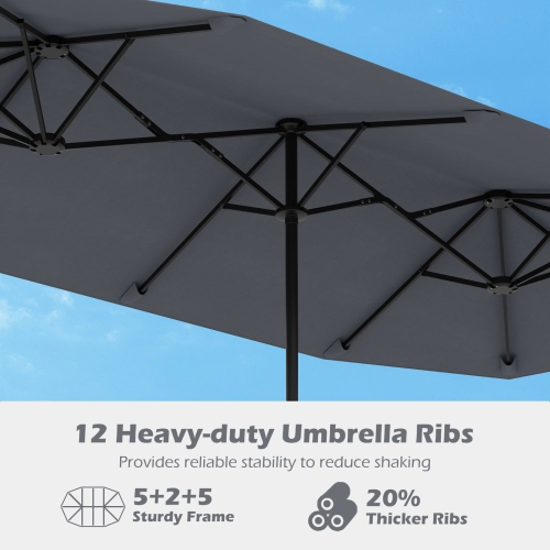 Gymax 13 FT Double-sided Patio Umbrella Outdoor Large Twin Size Umbrella