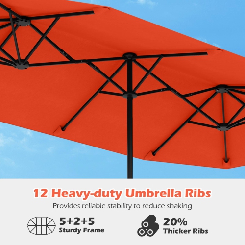 Gymax 13 FT Double-sided Patio Umbrella Outdoor Large Twin Size Umbrella