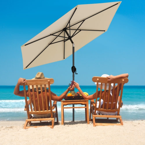 Gymax 7.5 ft Patio Umbrella Outdoor Heavy Duty Market Umbrella w/ Push Button Tilt