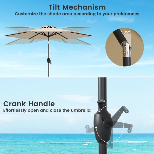 Gymax 7.5 ft Patio Umbrella Outdoor Heavy Duty Market Umbrella w/ Push Button Tilt