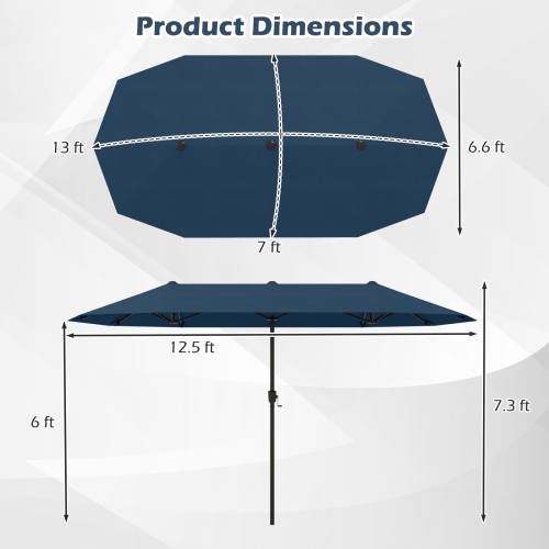 Gymax 13 FT Double-sided Patio Umbrella Outdoor Large Twin Size Umbrella