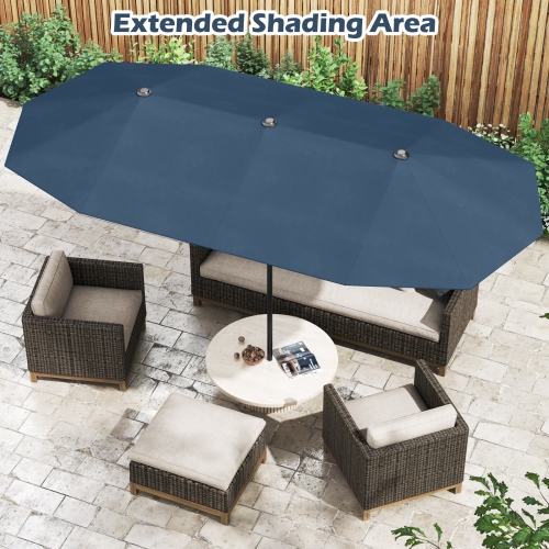 Gymax 13 FT Double-sided Patio Umbrella Outdoor Large Twin Size Umbrella