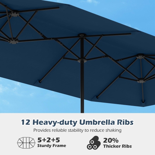 Gymax 13 FT Double-sided Patio Umbrella Outdoor Large Twin Size Umbrella