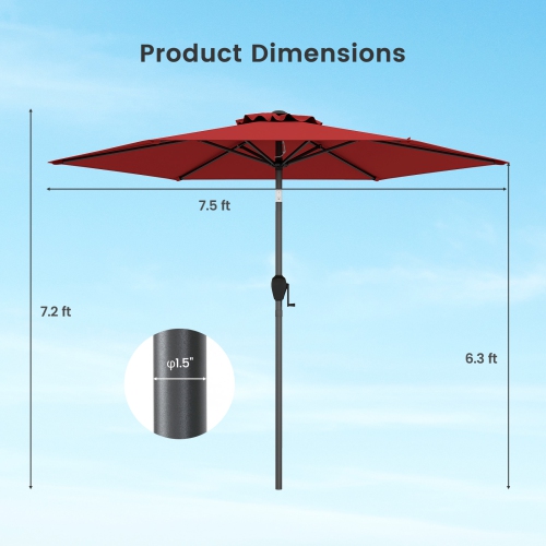 Gymax 7.5 ft Patio Umbrella Outdoor Heavy Duty Market Umbrella w/ Push Button Tilt