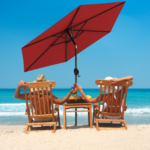 Gymax 7.5 ft Patio Umbrella Outdoor Heavy Duty Market Umbrella w/ Push Button Tilt