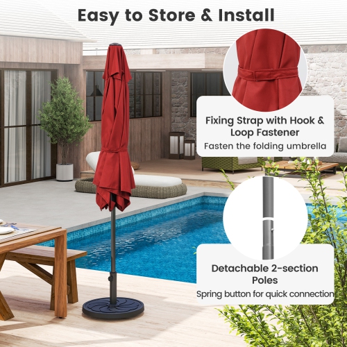 Gymax 7.5 ft Patio Umbrella Outdoor Heavy Duty Market Umbrella w/ Push Button Tilt