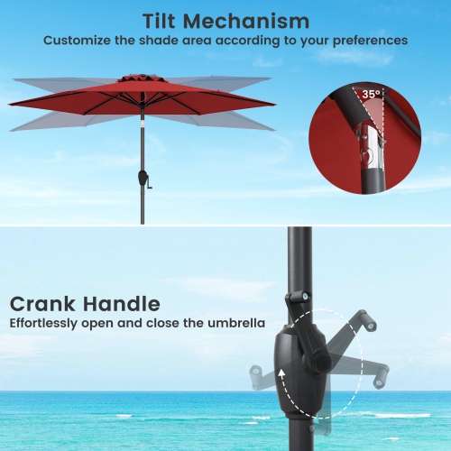 Gymax 7.5 ft Patio Umbrella Outdoor Heavy Duty Market Umbrella w/ Push Button Tilt