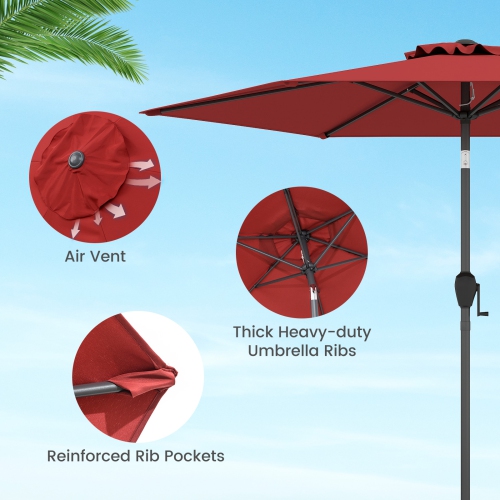 Gymax 7.5 ft Patio Umbrella Outdoor Heavy Duty Market Umbrella w/ Push Button Tilt