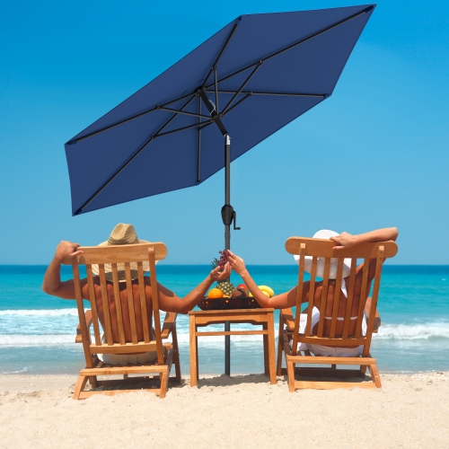 Gymax 7.5 ft Patio Umbrella Outdoor Heavy Duty Market Umbrella w/ Push Button Tilt