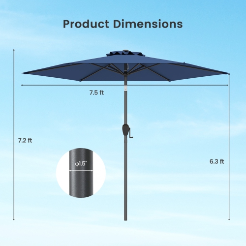 Gymax 7.5 ft Patio Umbrella Outdoor Heavy Duty Market Umbrella w/ Push Button Tilt