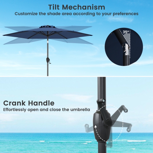 Gymax 7.5 ft Patio Umbrella Outdoor Heavy Duty Market Umbrella w/ Push Button Tilt