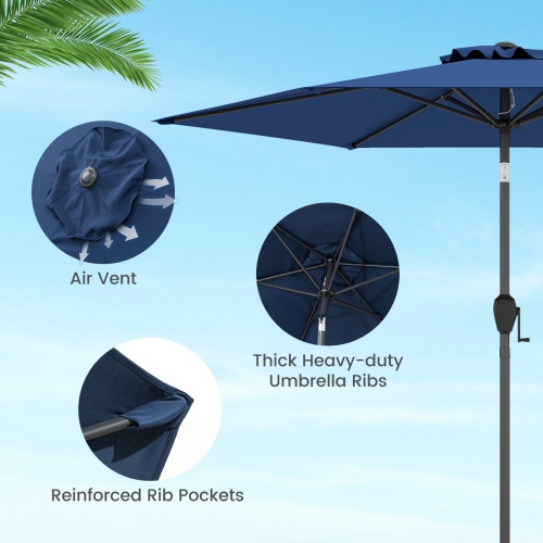 Gymax 7.5 ft Patio Umbrella Outdoor Heavy Duty Market Umbrella w/ Push Button Tilt