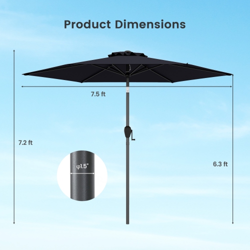 Gymax 7.5 ft Patio Umbrella Outdoor Heavy Duty Market Umbrella w/ Push Button Tilt