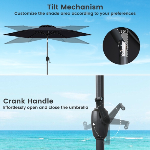 Gymax 7.5 ft Patio Umbrella Outdoor Heavy Duty Market Umbrella w/ Push Button Tilt