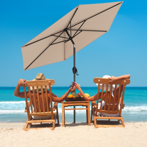 Gymax 7.5 ft Patio Umbrella Outdoor Heavy Duty Market Umbrella w/ Push Button Tilt