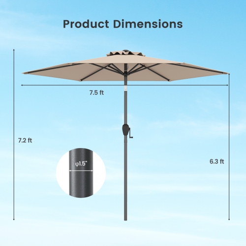 Gymax 7.5 ft Patio Umbrella Outdoor Heavy Duty Market Umbrella w/ Push Button Tilt