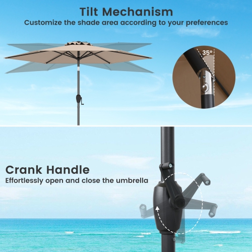 Gymax 7.5 ft Patio Umbrella Outdoor Heavy Duty Market Umbrella w/ Push Button Tilt