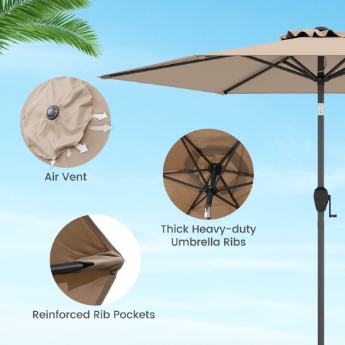 Gymax 7.5 ft Patio Umbrella Outdoor Heavy Duty Market Umbrella w/ Push Button Tilt