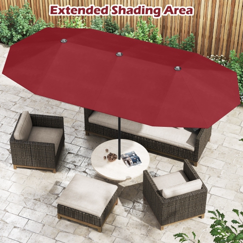 Gymax 13 FT Double-sided Patio Umbrella Outdoor Large Twin Size Umbrella