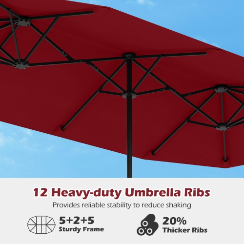 Gymax 13 FT Double-sided Patio Umbrella Outdoor Large Twin Size Umbrella