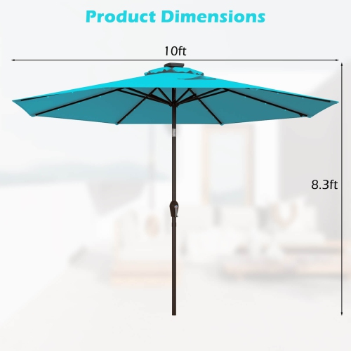 Gymax 10FT Solar Umbrella LED Market Steel Tilt w/ Crank Patio