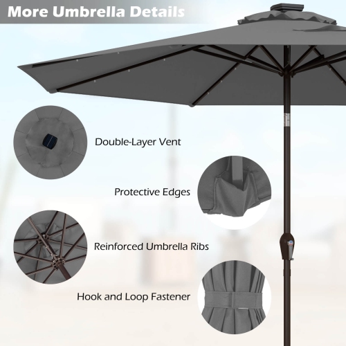 Gymax 10FT Solar Umbrella LED Market Steel Tilt w/ Crank Patio