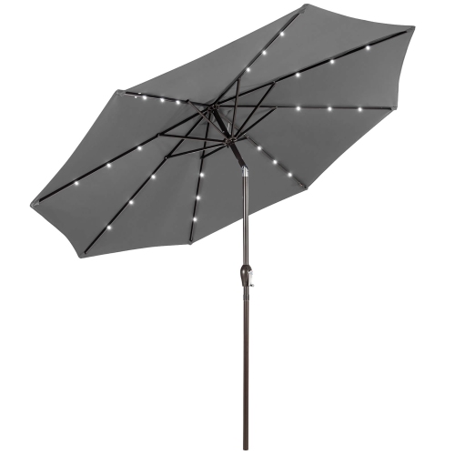 Gymax 10FT Solar Umbrella LED Market Steel Tilt w/ Crank Patio
