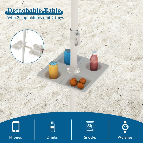 Gymax 6.5 FT Beach Umbrella for Sand Heavy-Duty Sunshade Parasol w/ Sand Anchor