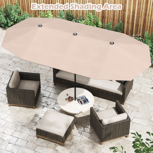 Gymax 13 FT Double-sided Patio Umbrella Outdoor Large Twin Size Umbrella
