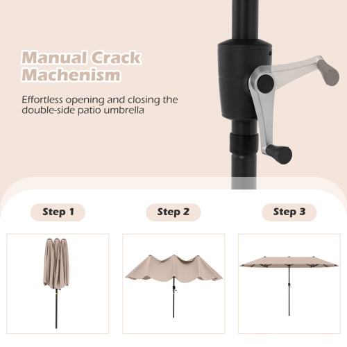 Gymax 13 FT Double-sided Patio Umbrella Outdoor Large Twin Size Umbrella