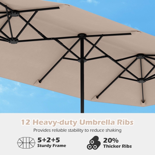 Gymax 13 FT Double-sided Patio Umbrella Outdoor Large Twin Size Umbrella