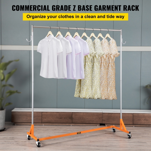 VEVOR Z Rack, Industrial Grade Z Base Garment Rack, Rolling Z Garment Rack, Sturdy Steel Z Clothing Rack with Lockable Casters for Home Garment Store