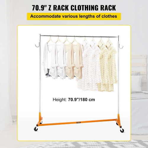 VEVOR Z Rack, Industrial Grade Z Base Garment Rack, Rolling Z Garment Rack, Sturdy Steel Z Clothing Rack with Lockable Casters for Home Garment Store