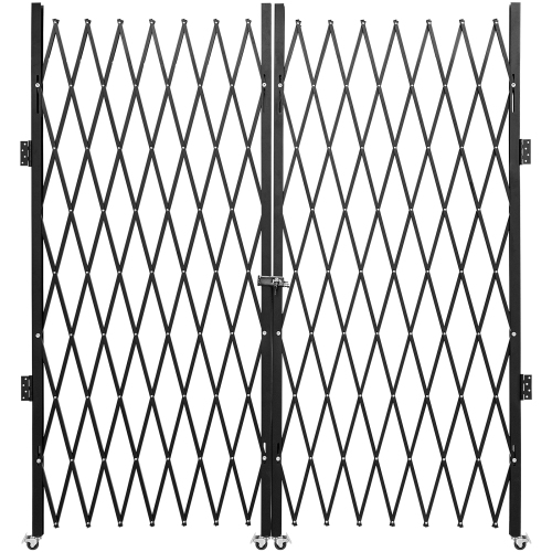 VEVOR 6-1/2' H x 12' W Double Folding Security Gate, Steel Accordion Security Gate, Flexible Expanding Security Gate, 360° Rolling Barricade Gate,
