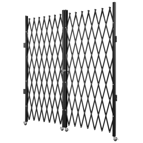 VEVOR 6-1/2' H x 12' W Double Folding Security Gate, Steel Accordion Security Gate, Flexible Expanding Security Gate, 360° Rolling Barricade Gate,