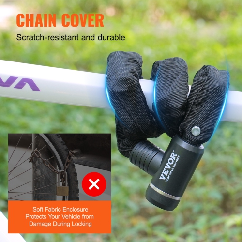 VEVOR 2.79 Ft Bike Chain Lock, Combination Bicycle Chain Lock with 2 Keys, Heavy Duty Anti-Theft High Security Bike Locks, Perfect for Bike,