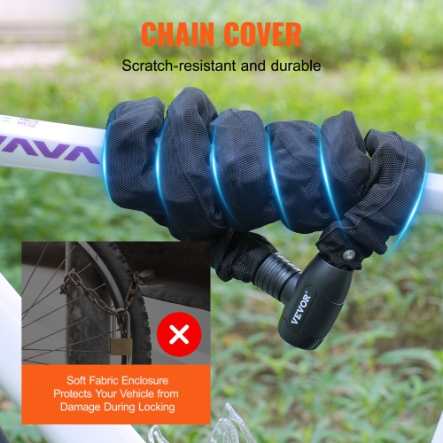 VEVOR 5.91 Ft Bike Chain Lock, Combination Bicycle Chain Lock with 4 Keys, Heavy Duty Anti-Theft High Security Bike Locks, Perfect for Bike,