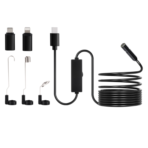 Caméra d'endoscope VEVOR 1920P HD avec lumière, lunette pour Android & iOS, 8 caméras d'inspection LED avec câble semi-rigide de 16,4', zoom 2X,